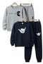3 Thread Round Neck Thick Winter Sh Fleece-Lined Print Detailed 4 Piece Boys Tracksuit Set