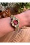 Vintage Stone Gold Inside Burgundy Women's Wristwatch - 5