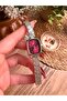 Vintage Retro Rectangular Silver Inside Burgundy Women's Wristwatch - 5