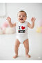 Fantastic Baby 2929 I Love Dad Written Suspender Bodysuit with Snap Fasteners
