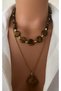 Two Pendants Natural Brown Tiger's Eye Stone Special Stone End Steel Chain Women's Necklace in Gift Box - 5