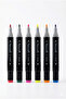 6-Piece Dual-Tip Thick/Fine Tip Felt-Tip Marker Set - Professional Drawing and Painting Pen - 6