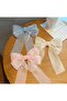 Long Silk Satin Bow Hair Clip (1 Piece Pink) - 5