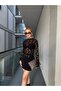 Women's Black Mock Neck Lace Tulle Blouse - 2