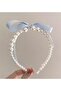 Blue Ribbon Pearl Hair Band - Crown (1 Piece)