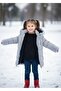 Girl's Puffer Jacket Coat Grey Color Fur Removable Hooded Inside Wool - 5