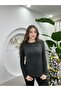Women's Thin Knit Anthracite Long Sleeve L Stretch Fabric Soft Knitwear Sweater-Badi - 3
