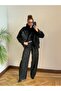 Shiny Studded Baggy Black Women's Jeans - 4