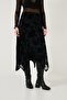 Regular Fit Asymmetrical Floral Textured Zippered Midi Length Skirt Skirt 59137182 - 5