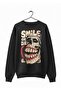 سويت شيرت للجنسين 0oversize مصنوع من القطن بنسبة 100% Smile مطبوع