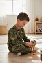Khaki Green Helicopter Patterned 100% Cotton Single Jersey Fabric Boys' Pajama Set - 2