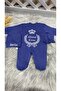 طقم قفازات وقبعة من التول الأزرق الداكن مكون من 3 قطع