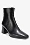 Women's Black Zippered Thick Mid-Heel Stylish Comfortable Ankle Boots - 2