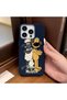 iPhone 15 Pro Max Compatible Blue Leather Texture Silicone Protects Camera Shock-Absorbing Case Cartoon