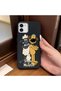 iPhone 11 Compatible Black Leather Texture Silicone Protects Camera Shock Absorbing Case Cartoon