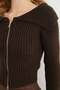 Zippered Madonna Collar Cardigan with Sleeve Detail - 6