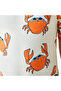 Crab Print Swimsuit with Short Sleeves and Zip Closure - 4