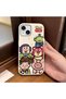 White Leather Texture Silicone Compatible with iPhone 14 Plus/15 Plus Protects Camera Shock-Absorbing Case Cartoon