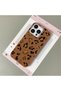 iPhone 16 Pro Max Compatible Brown Leather Textured Silicone Protects Camera Shock-Absorbing Case Leopard - 2