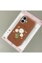 iPhone 16 Compatible Brown Leather Textured Silicone Protects Camera Shock-Absorbing Case Flower - 2
