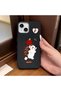 iPhone 14 Plus/15 Plus Compatible Black Leather Textured Silicone Protects Camera Shock-Absorbing Case Hedgehog