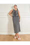 Women Black And White Striped Crochet Midi Skirt - 5