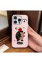 iPhone 16 Pro Max Compatible Pink Leather Textured Silicone Protects Camera Shock-Absorbing Case Hedgehog