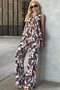 Women's Ecru-Black Blouse with Tie Detail and Palazzo Pants Floral Patterned Set Vs00203