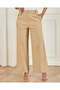 Women Beige Plain Wide Leg Trouser