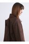 Double-Breasted Women's Coat with Collar Scarf - 4