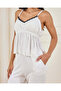 Women White Padded Strappy Cami Long Pant Set - 4