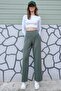 High Waist Elastic Waist Striped Palazzo Pants - 5