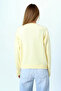 Women's Yellow Double Pocket Crew Neck Knit Sweater Vs01055 - 4