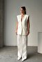 Women's White Single Button Pocket Oversize Vest Vs00679 - 2