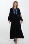 Women's Black Half Placket Button Closure Plus Size Viscose Dress Vs00328