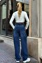 Dark Blue 5-Pocket Wide Leg Baggy Jeans - 8
