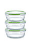 3-Piece Airtight Round Glass Food Container Set - 620ml Leak-Proof Meal Prep Jars