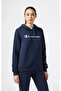 Script Shop Hooded Sweatshirt Navy Blue Women's Sweatshirt - 118424-Bs501