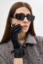 Black Shirt Collar Belted Poncho Women's Coat 3099A - 6