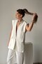 Women's White Single Button Pocket Oversize Vest Vs00679 - 3