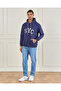 Men Navy Hooded Sweatshirt With Chest Emb - 2