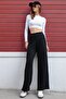 High Waist Elastic Waist Striped Palazzo Pants - 2