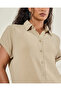 Women Beige Textured Button Front Collared Shirt - 4