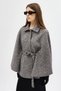 Black Shirt Collar Belted Poncho Women's Coat 3099A - 2