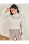 Women Ivory Knitted Long-sleeved Top - 5