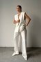 Women's White Single Button Pocket Oversize Vest Vs00679 - 4