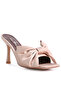 Women Latte High Heeled Bow Slider Sandals