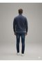 Men's Navy Blue Washed Effect Half-Zip 100% Cotton 3 Thread Sweatshirt - 2