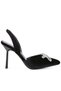 Women Black Velvet Diamante Detail Heeled Slingback Mules - 2