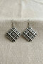 Geometric Patterned Authentic Earrings Silver Color - 2